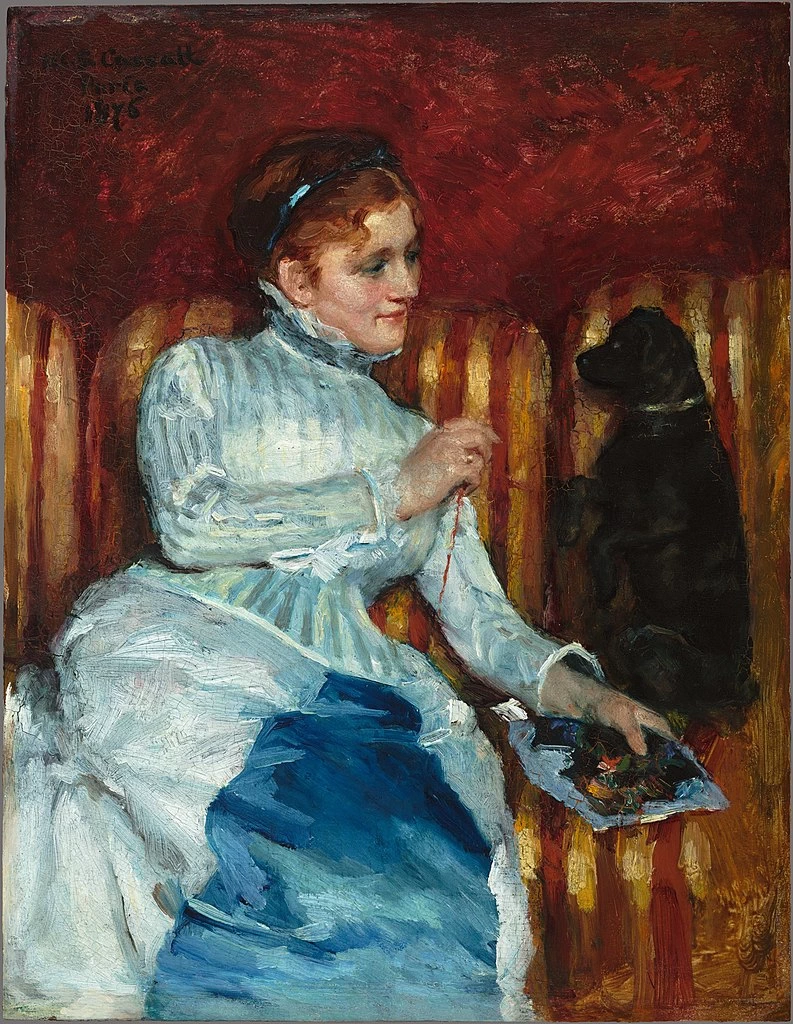 Mary Cassatt - Donna su un divano a righe con un cane, Fogg Museum, Cambridge